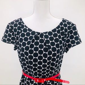 Connected Apparel Dress  Polka Dot Red Belted 14